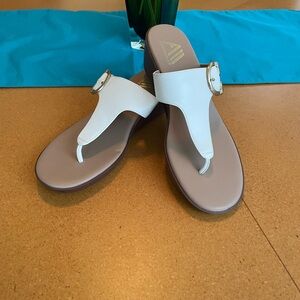 NWOT White Sandals with Gold Buckle
